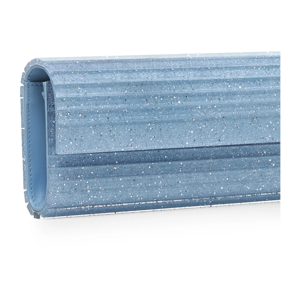 Jimmy Choo Glitter Acryl Clutch Tas Lichtblauw Blue Dames