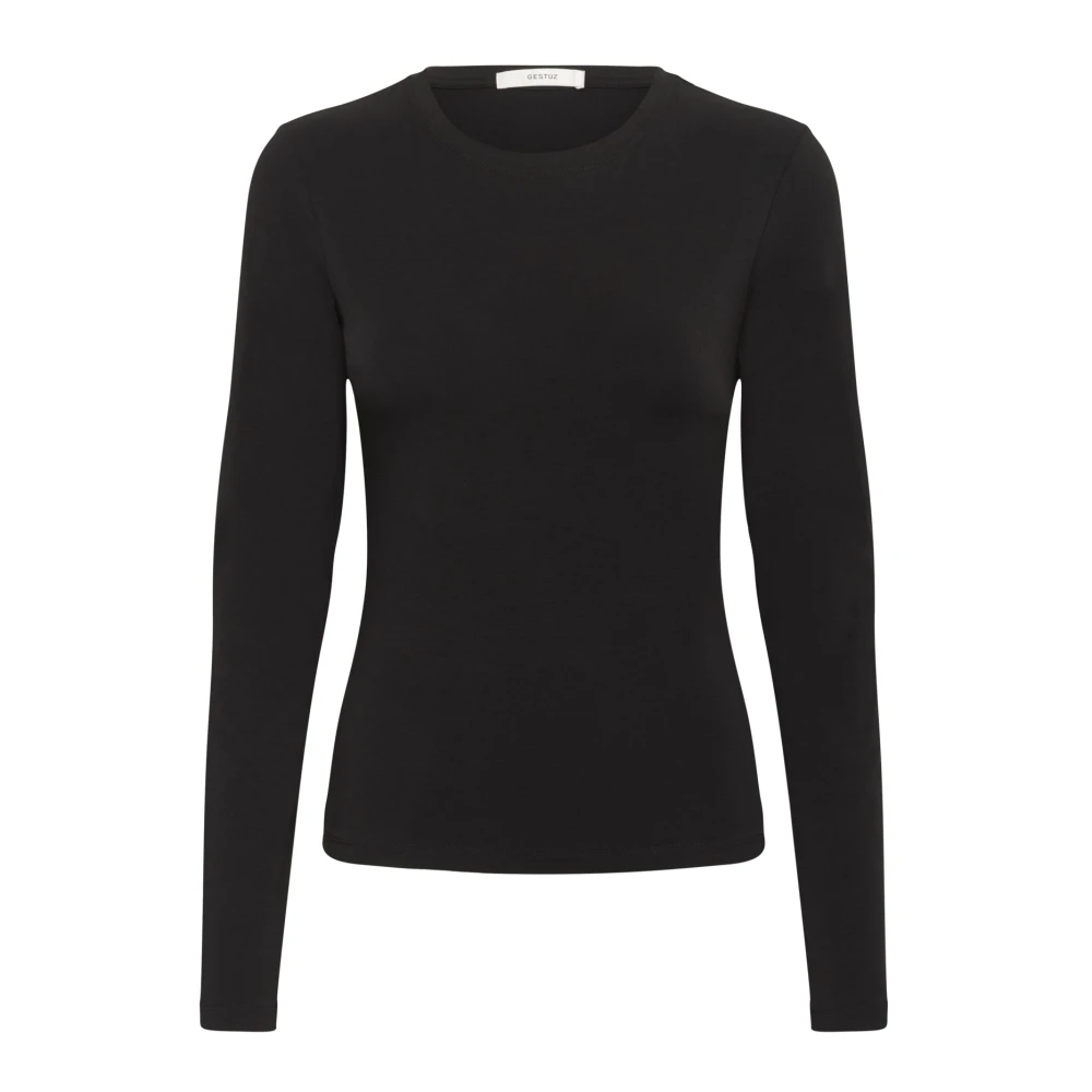 Gestuz Women's Black Long Sleeve T-Shirts, Xl, Long Sleeve Top