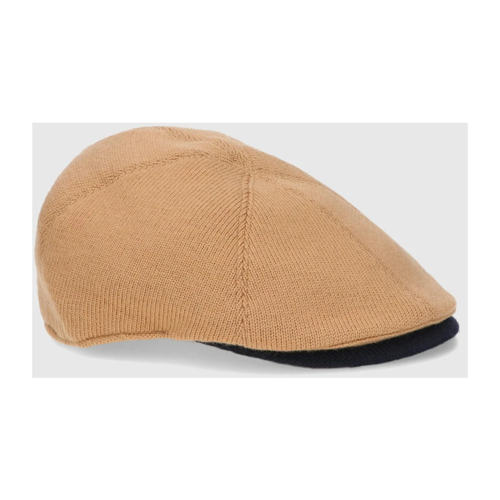 Borsalino Tweekleurige Wol Flat Beret Brown Unisex