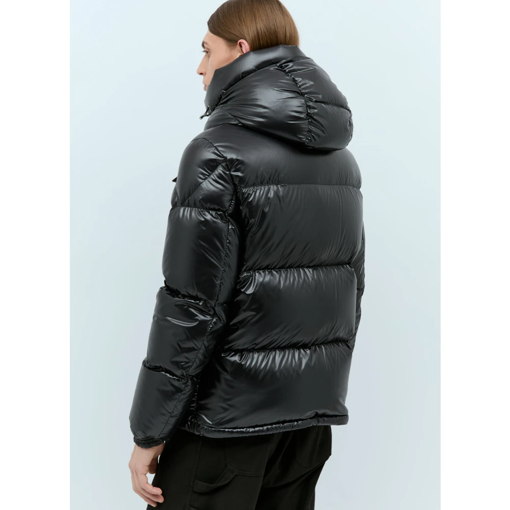 Moncler Gewatteerde korte donsjas met capuchon Black Heren