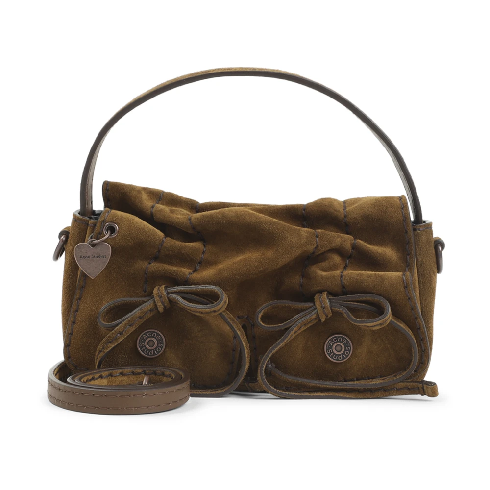 Acne Studios Women's Brown Handbags, One Size, Multipocket Micro Crossbody Suede Bag