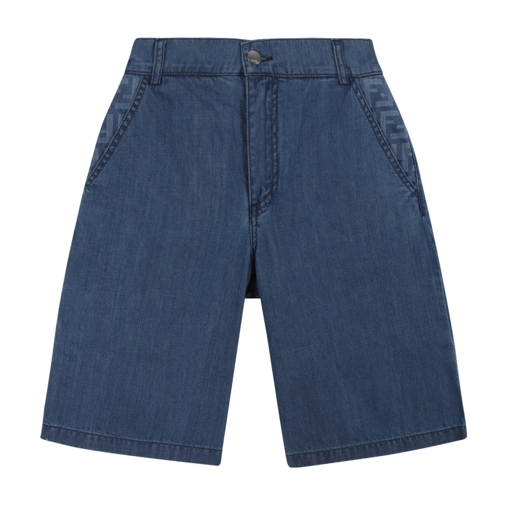 Fendi Unisex Kids Blue Denim Bermuda Shorts - Shorts - 14 Y - Kids
