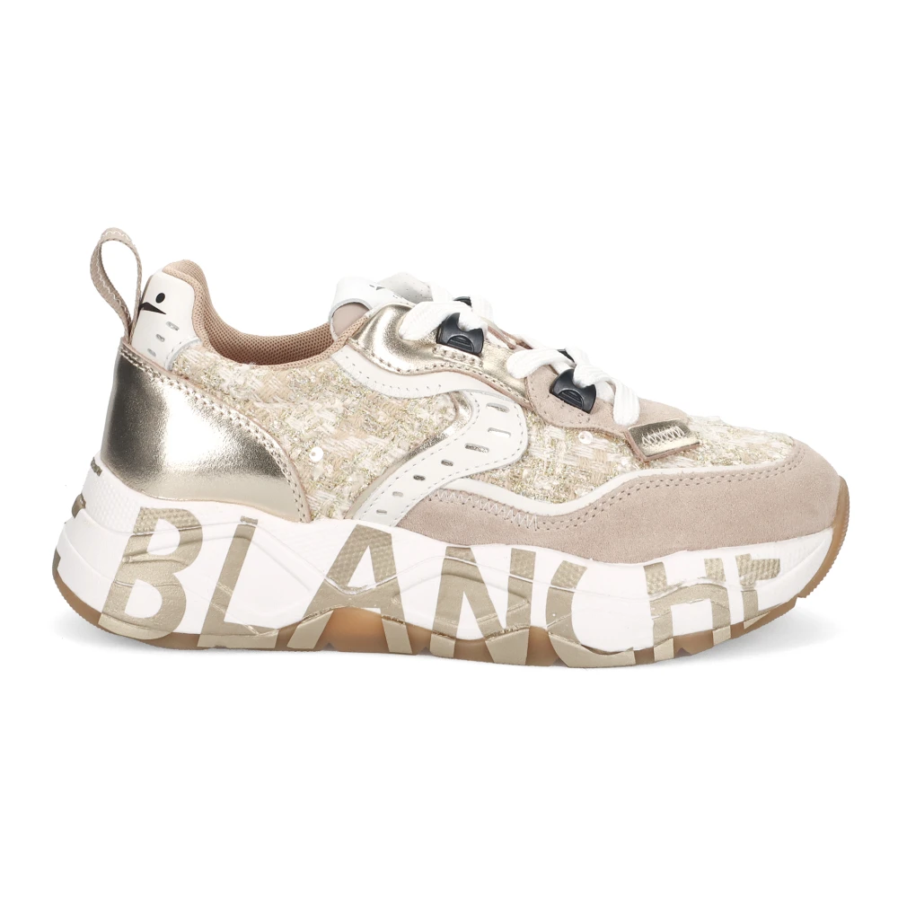 Voile Blanche Beige Sneakers, Female, 7 Uk, Sequin Trainers Bouclé Style