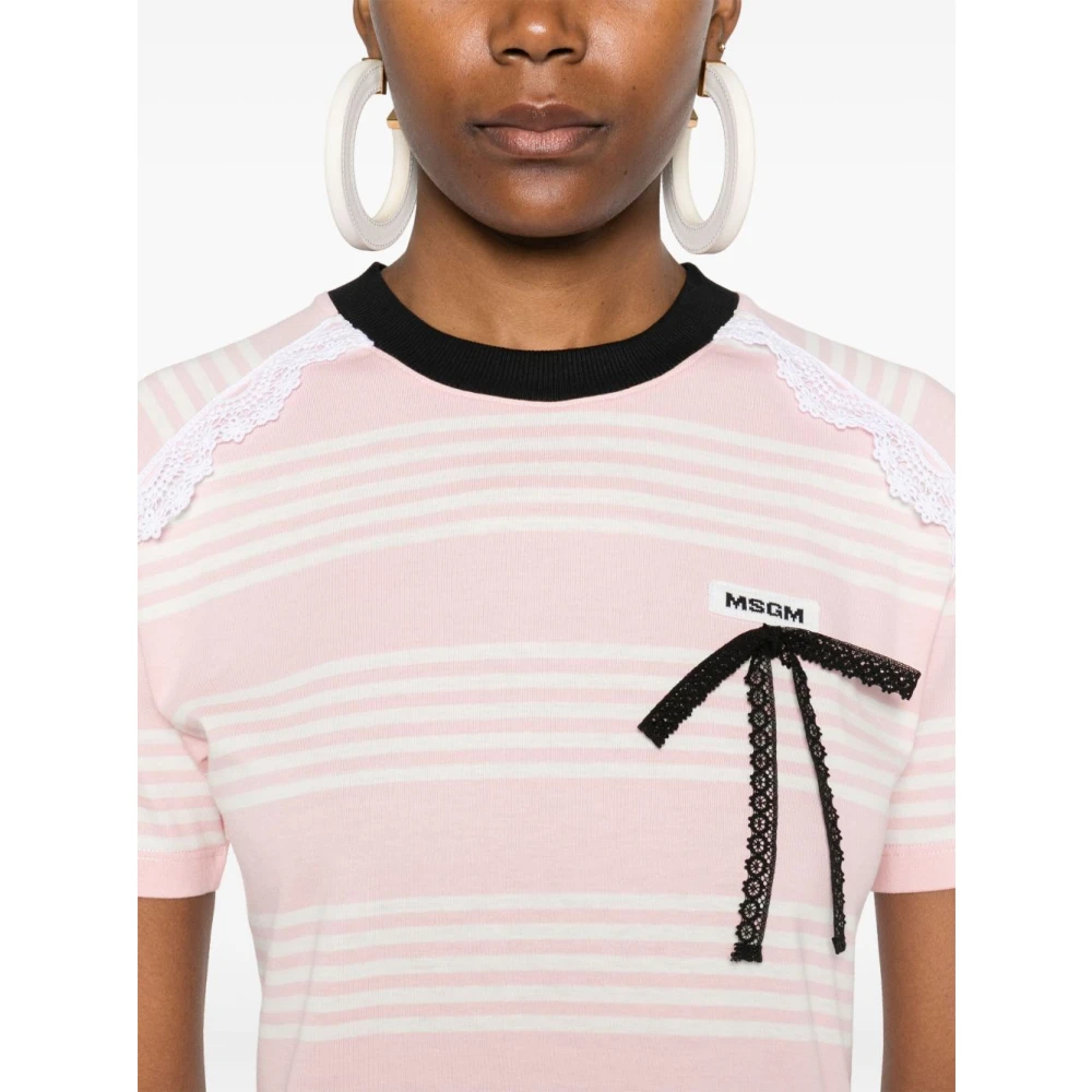 Msgm Roze Katoenen T-shirt en Polo Pink Dames