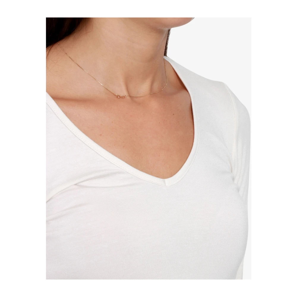 Pennyblack Wit V-hals T-shirt Lange Mouw White Dames