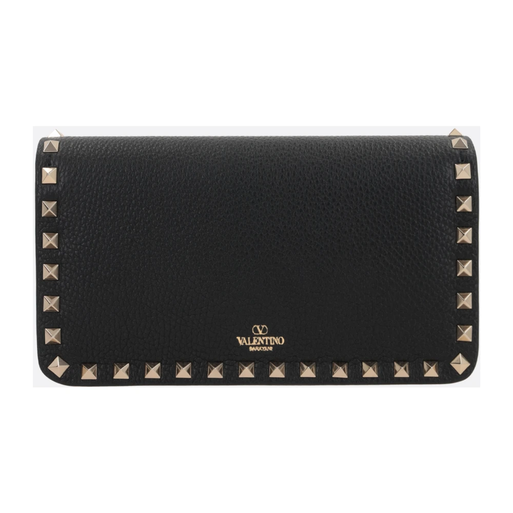 Valentino Garavani Zwarte Studs Ketting Portemonnee Tas Black Dames