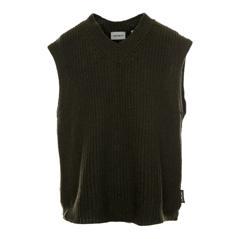 Carhartt WIP V-Hals Ribgebreide Wollen Trui Green Heren