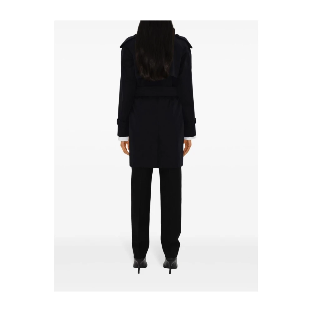 Burberry Zwarte Katoenen Trenchcoat met Ruitpatroon Black Dames