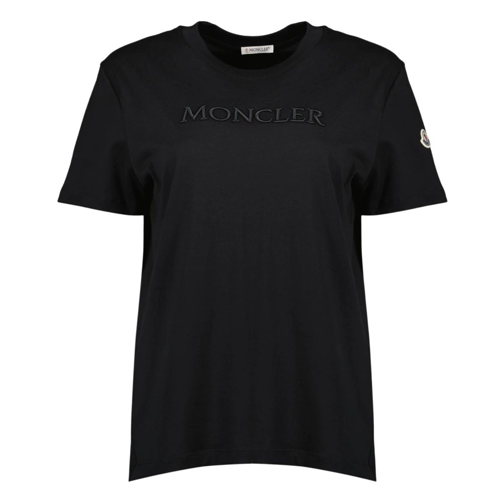 Moncler Black T-Shirts, Female, M, Logo Motif T-Shirt