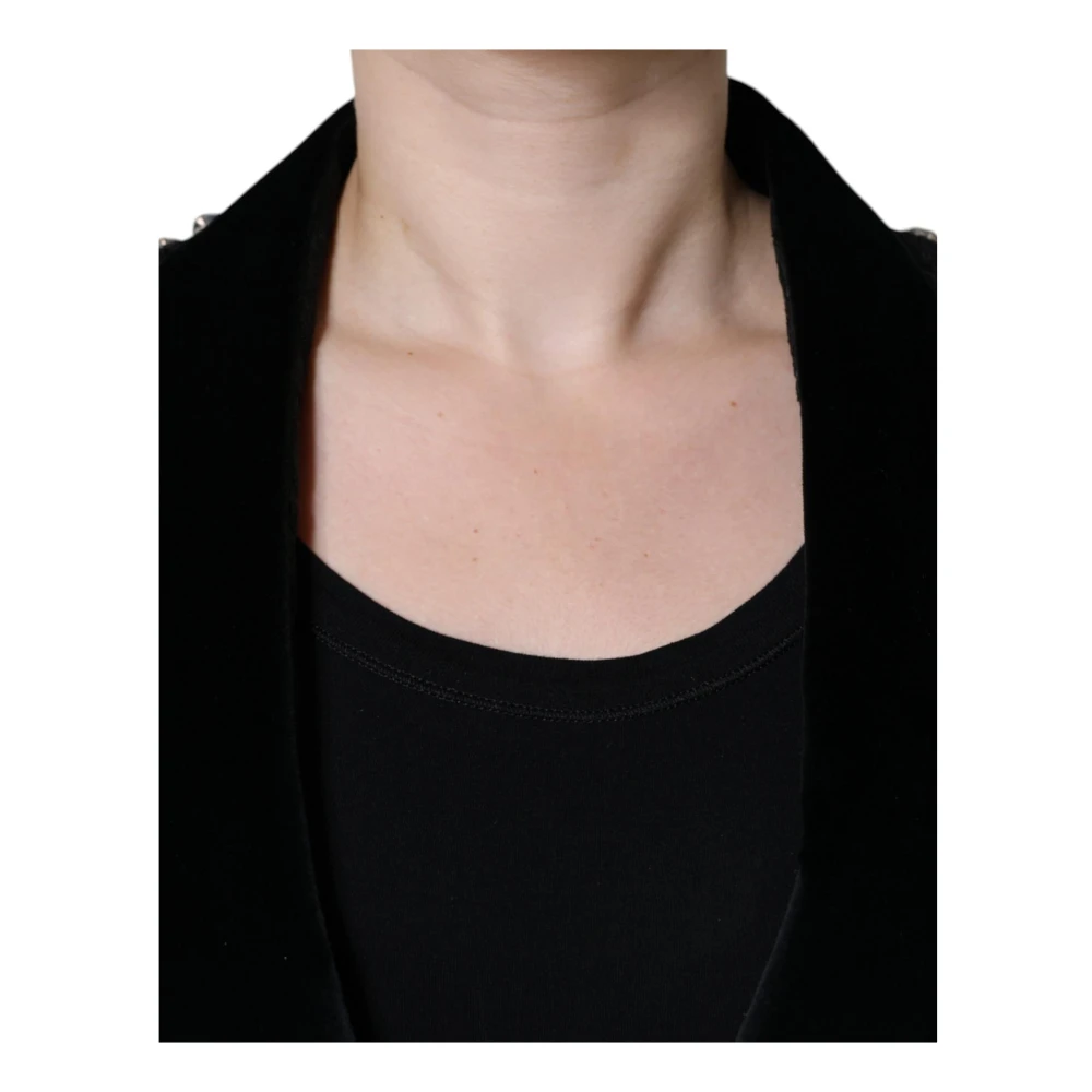 Dolce & Gabbana Kristallen bloemenblazer met zijden voering Black Dames