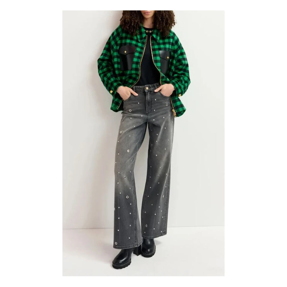 Essentiel Antwerp Hoge grijze jeans met oogjes Gray Dames