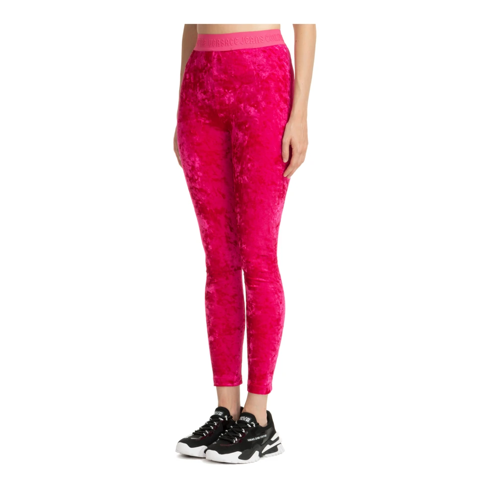 Versace Jeans Couture Geborduurde Logo Legging Pink Dames