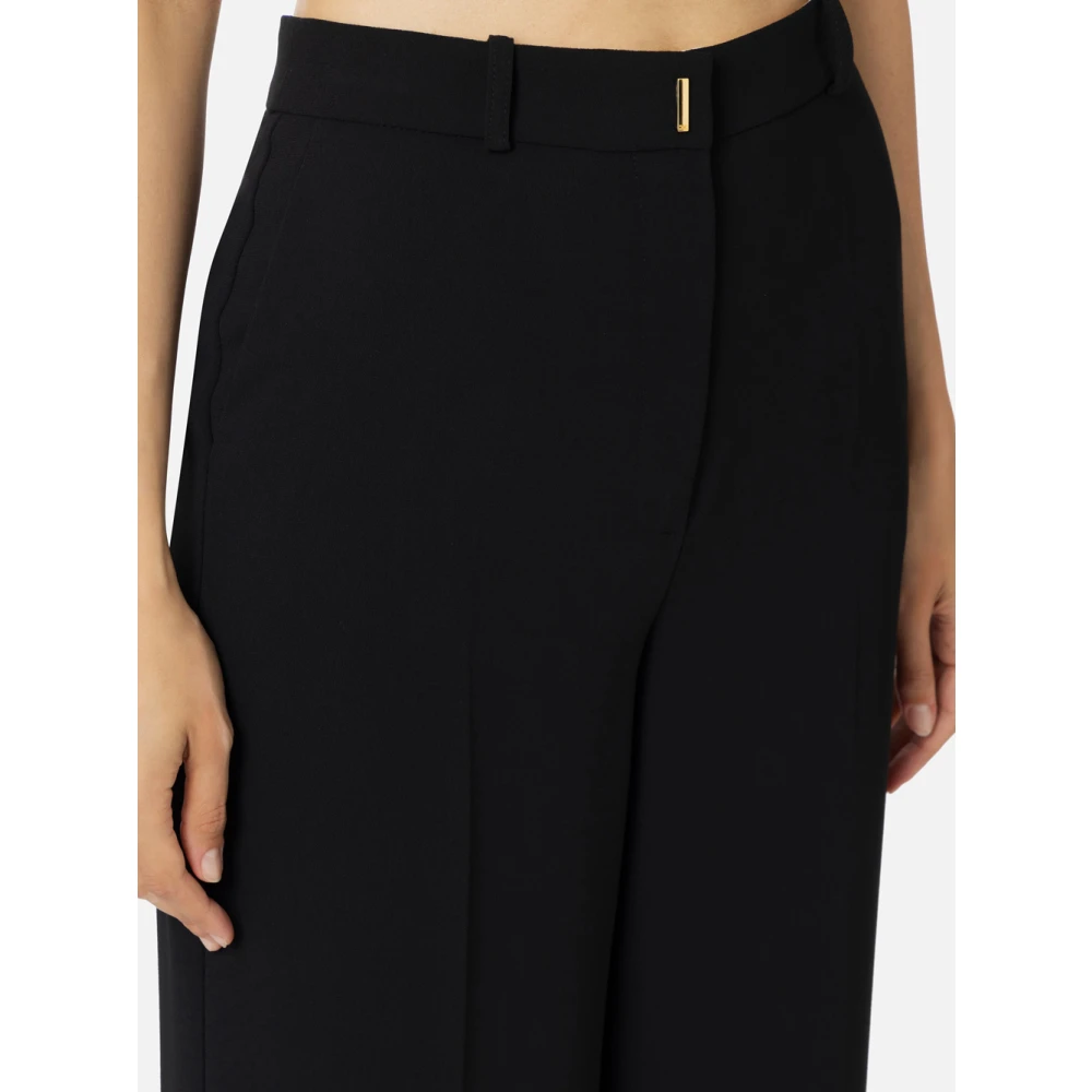 Elisabetta Franchi Zwarte Palazzo Broek Lichtgewicht Crêpe Black Dames