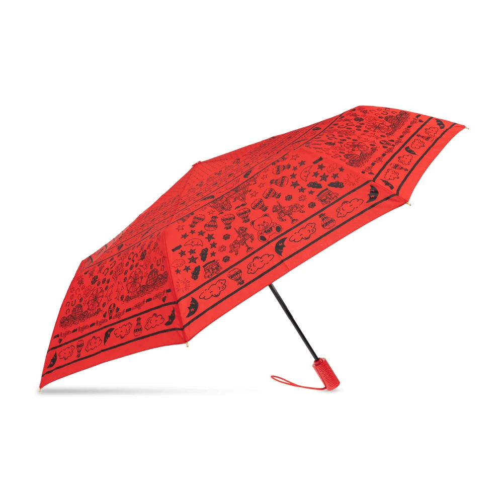 Moschino Opvouwbare paraplu met logo Red Unisex