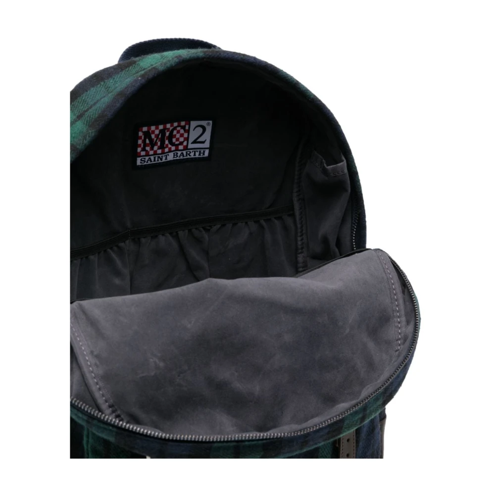 MC2 Saint Barth Tartan Print Eco-Leren Rugzak Groen Green Heren