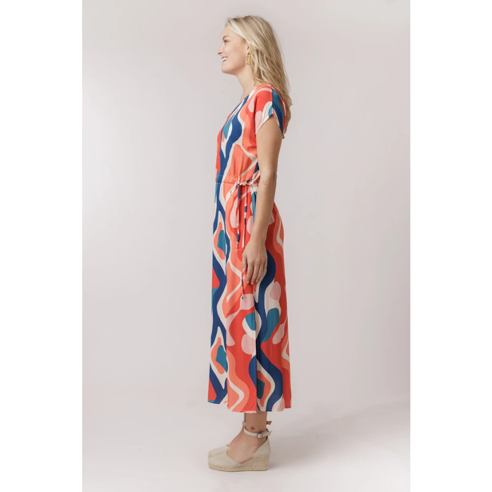 La Fée Maraboutée Zomer V-hals Jurk met Print Multicolor Dames