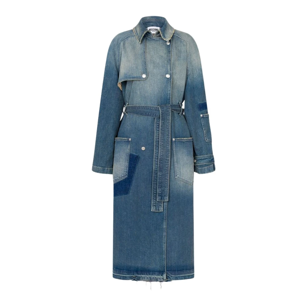 Moschino Women's Blue Denim Trench Coat - Belted Coats - Xs - Coats
