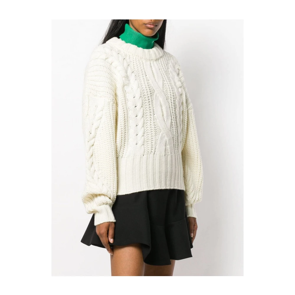 Circus Hotel Chunky Gebreide Wollen Trui Beige Dames