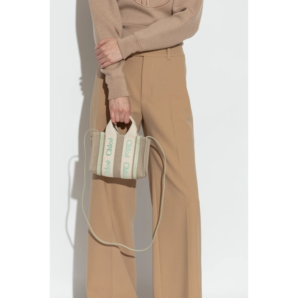 Chloé Woody Mini Schoudertas Beige Dames