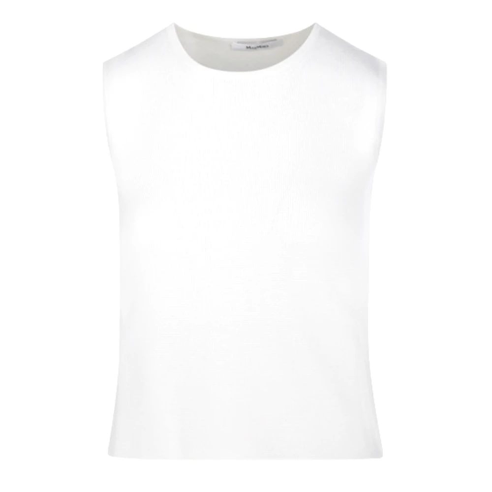 Max Mara Witte Wol Kasjmier Mouwloze Top White Dames