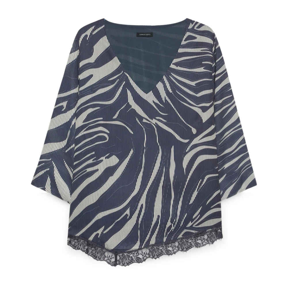 Fiorella Rubino Gedrukte blouse met kanten rand Multicolor Dames