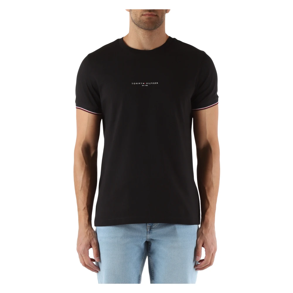 Tommy Hilfiger Slim Fit Katoen Logo T-shirt Black Heren