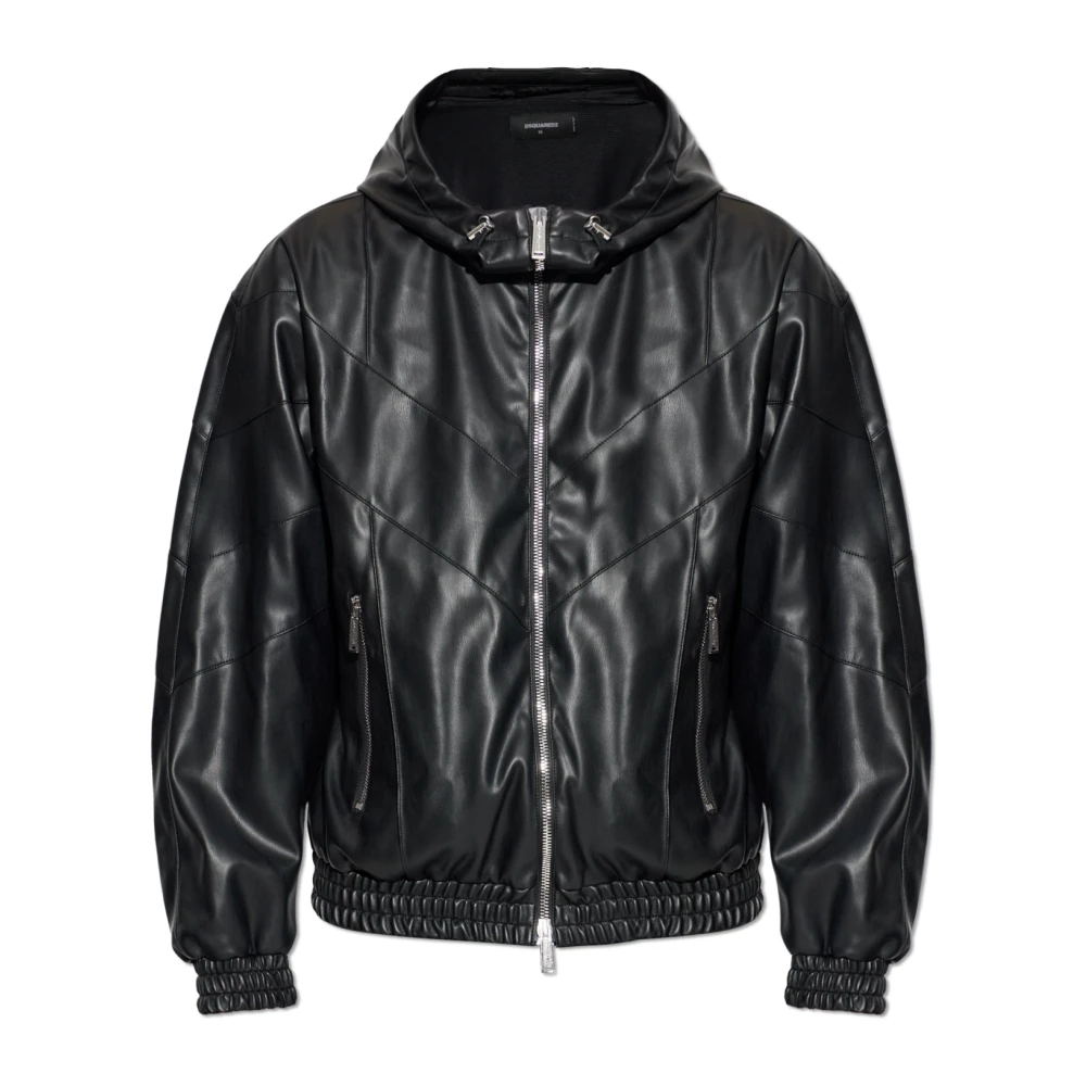 Dsquared2 Black Eco Leather Jacket - Male - Light Jackets - L - Jackets
