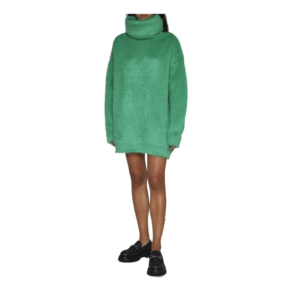 Gucci Mohair-Blend Mini Trui Jurk Green Dames