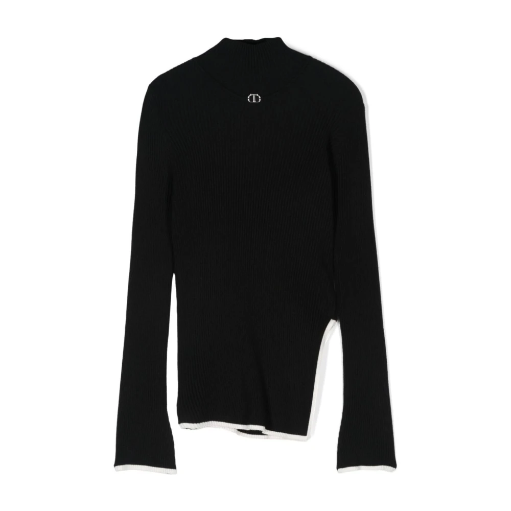 Twinset Nero Off White Stickad Tröja Black, Unisex