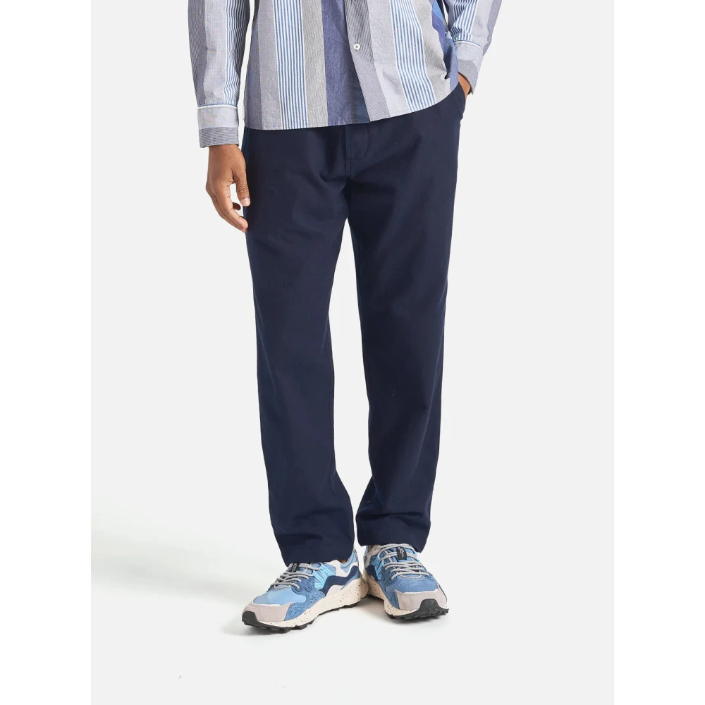 Universal Works Marine Geborstelde Twill Militaire Chino Blue Heren
