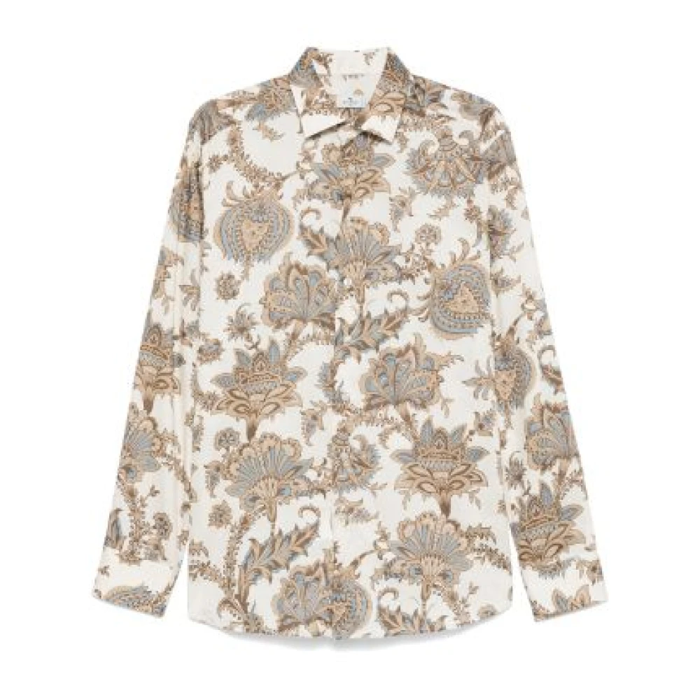 ETRO Kasjmier Motief Shirt Beige Geknoopt Multicolor Heren