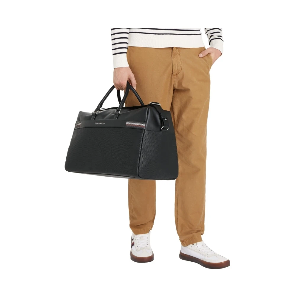 Tommy Hilfiger Zwarte Textuur Duffle Weekendtas Black Heren