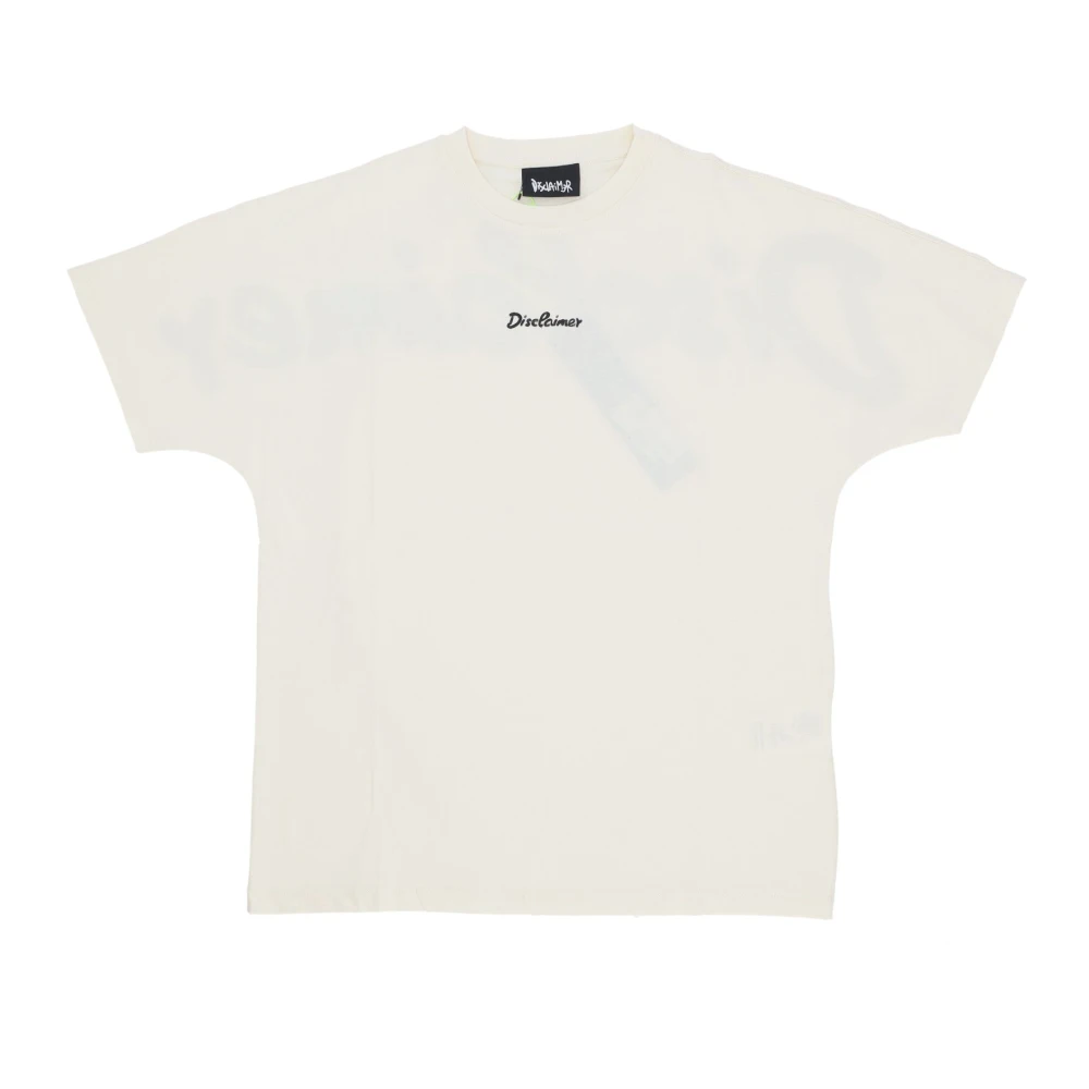 Disclaimer Logo Tee Oversize Zwart Katoenen T-shirt Beige Dames