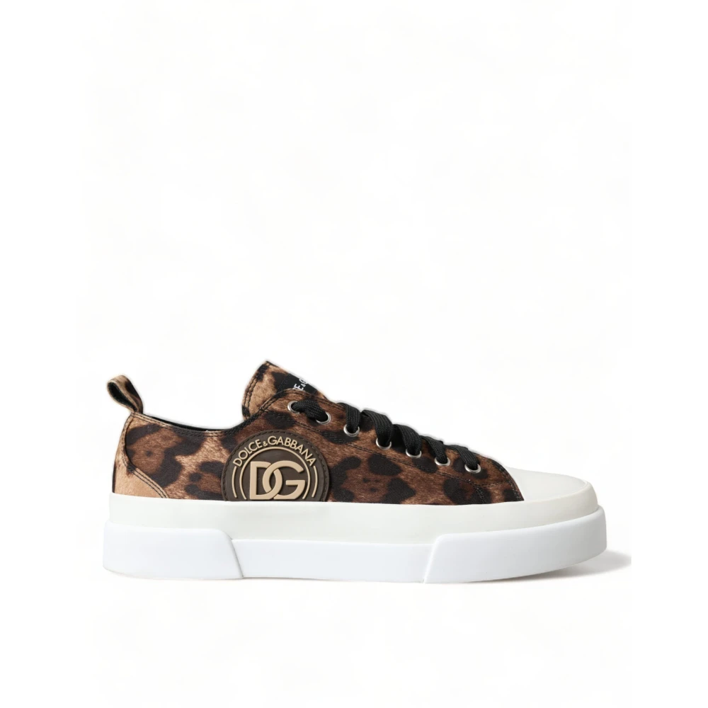 Dolce & Gabbana Lyxig Leopard Print Casual Sneakers Multicolor, Herr