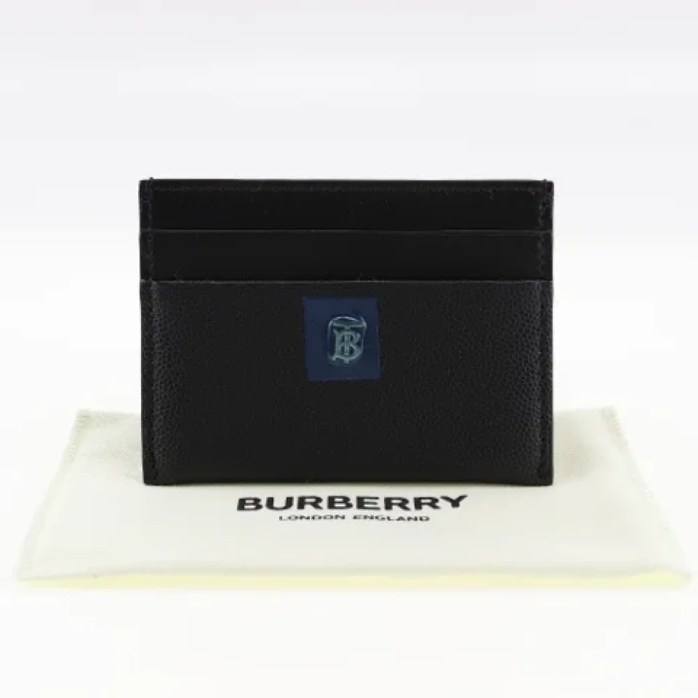 Burberry Vintage Tweedehands Zwarte Leren Burberry Portemonnee Black Dames