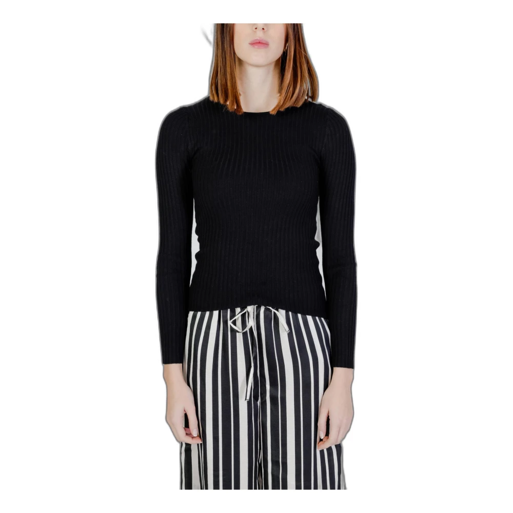 Only Women's Black Round-Neck Knitwear,, Long Sleeve Knit Top Medium