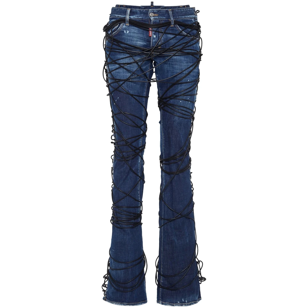Dsquared2 Blauwe Denim Bootcut Jeans met Banddetail Blue Heren