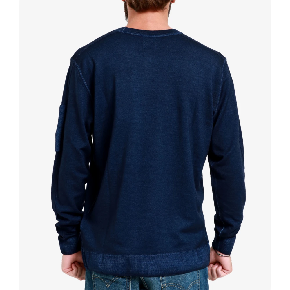 C.P. Company Blauwe Merinowol Ronde Hals Sweater Blue Heren