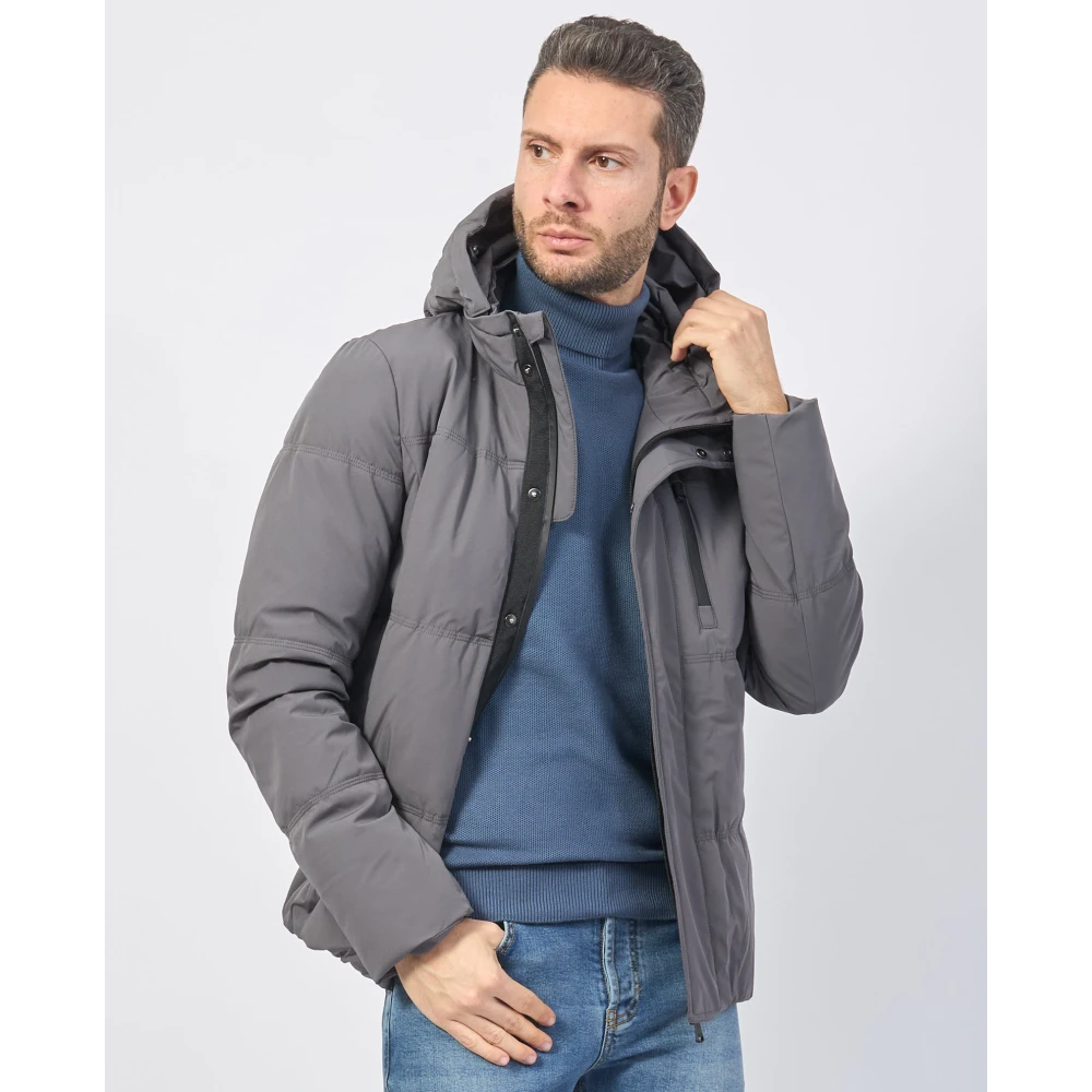 YES ZEE Grijze Gewatteerde Hoodiejas Gray Heren