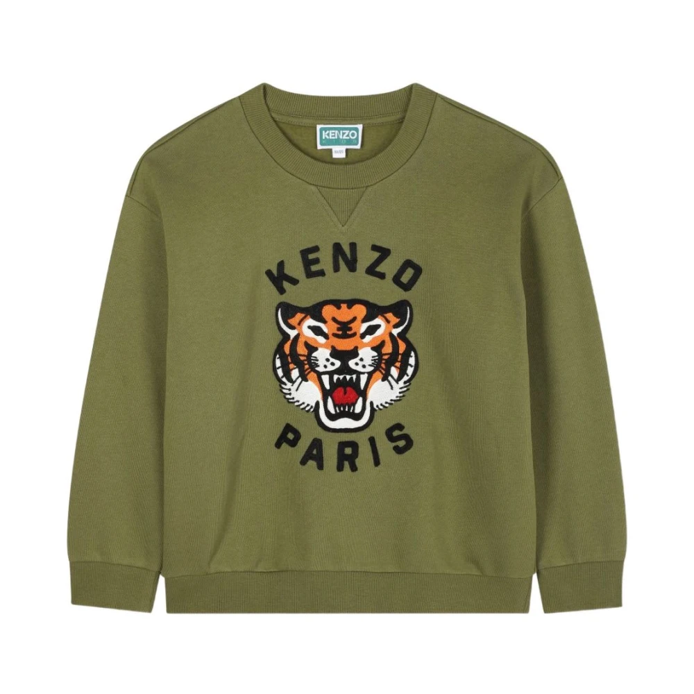 Kenzo Boys Green Tiger Embroidered Sweatshirt For