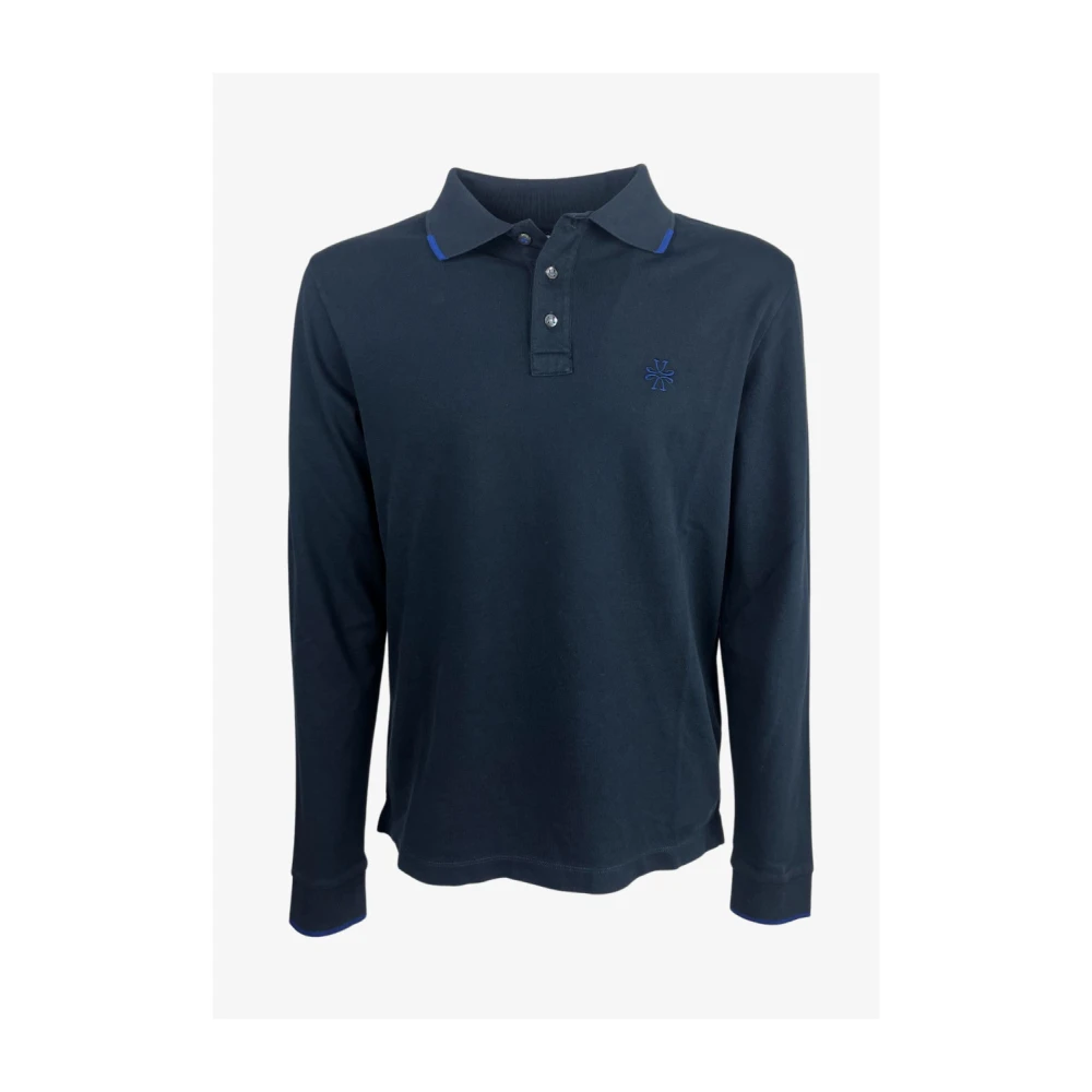 Jacob Cohën Blauw Geborduurd Polo Met Lange Mouwen Blue Heren