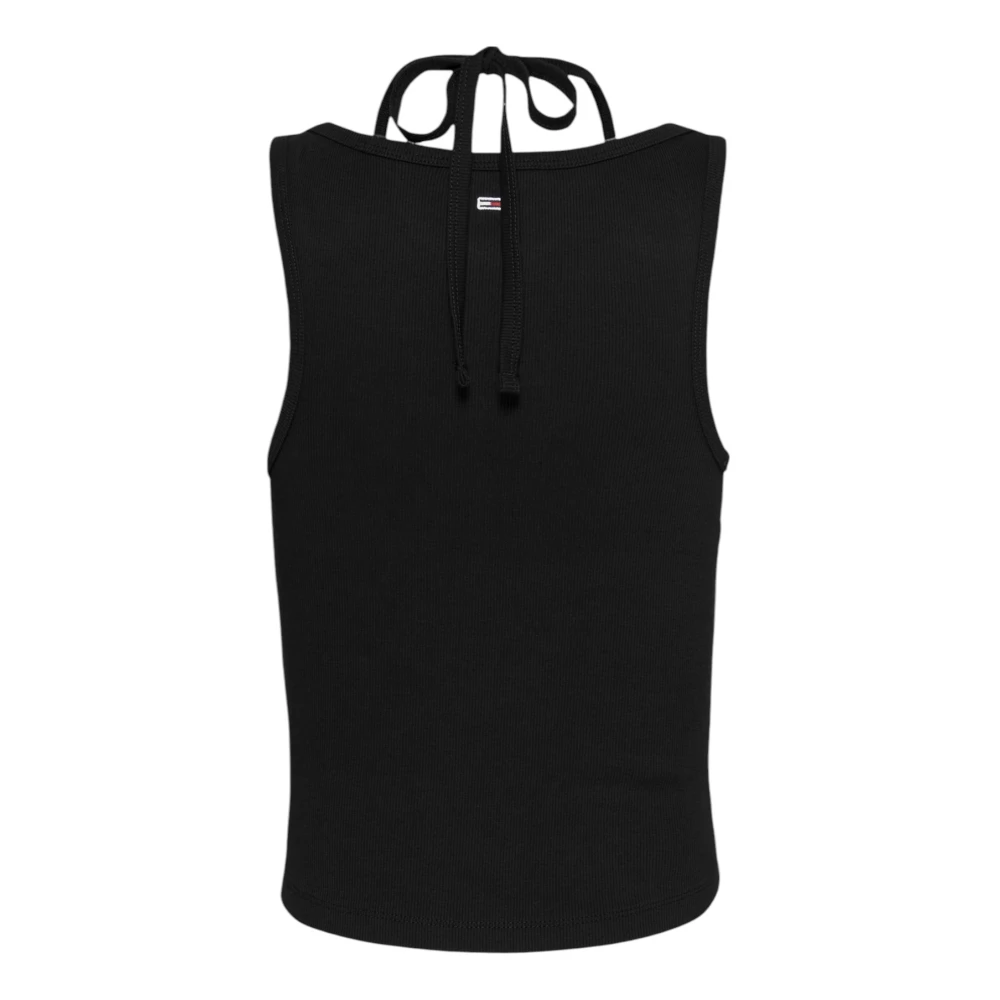 Tommy Jeans Zwarte Mouwloze Ronde Hals Top Black Dames