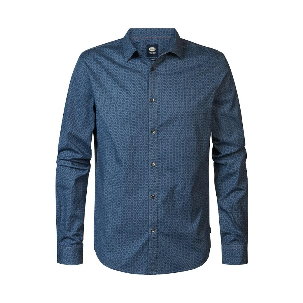 Petrol Heren Overhemd Lange Mouw Light Shadow Blue Heren