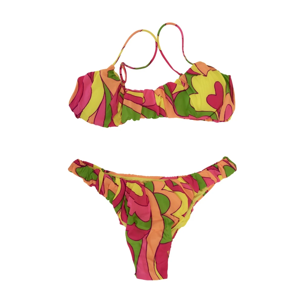 Me-Fui Women's Multicolor Ruched Bandeau Bikini Set - Bikinis - S - Swimwear