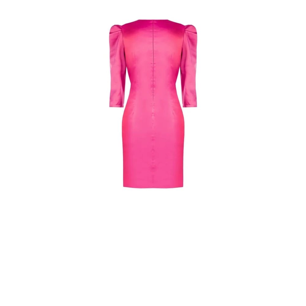 Rinascimento Kort Satinklänning med Volanger Pink, Dam