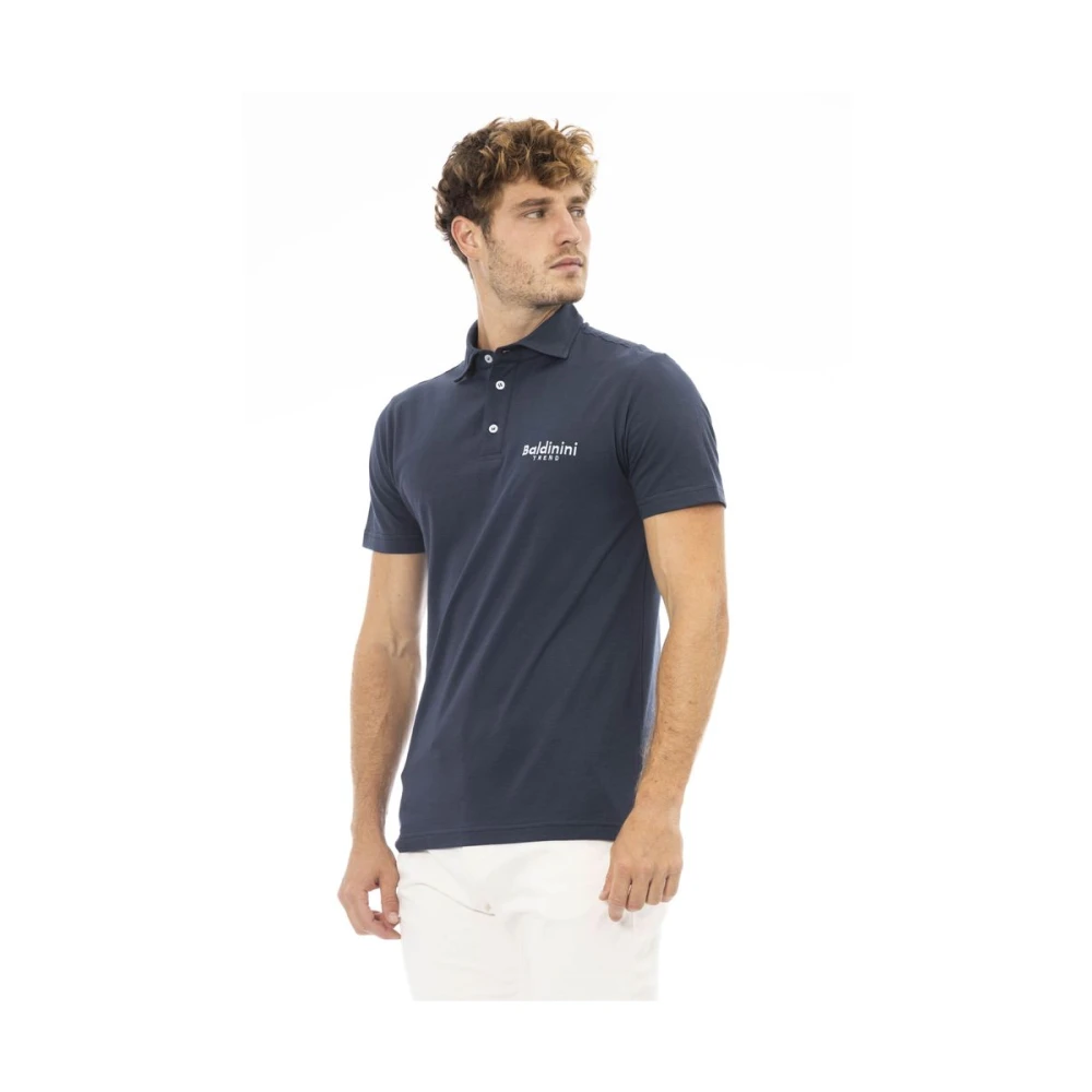 Baldinini Chique Blauw Geborduurd Logo Polo Blue Heren