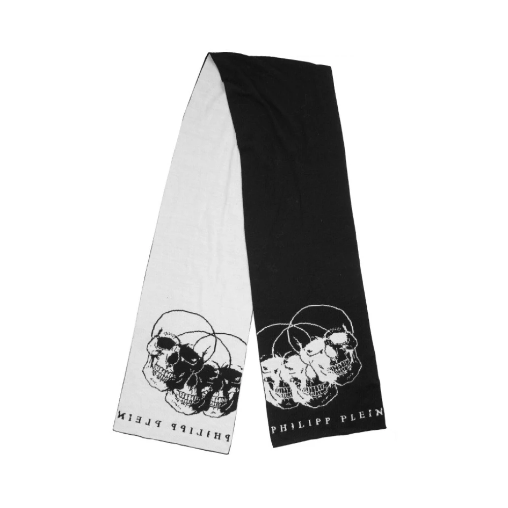Philipp Plein Wollen sjaal met jacquardpatroon Black Unisex