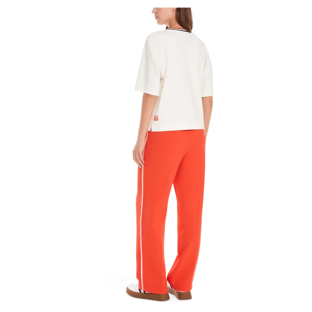 Marc Cain Gestreept Cropped T-shirt White Dames
