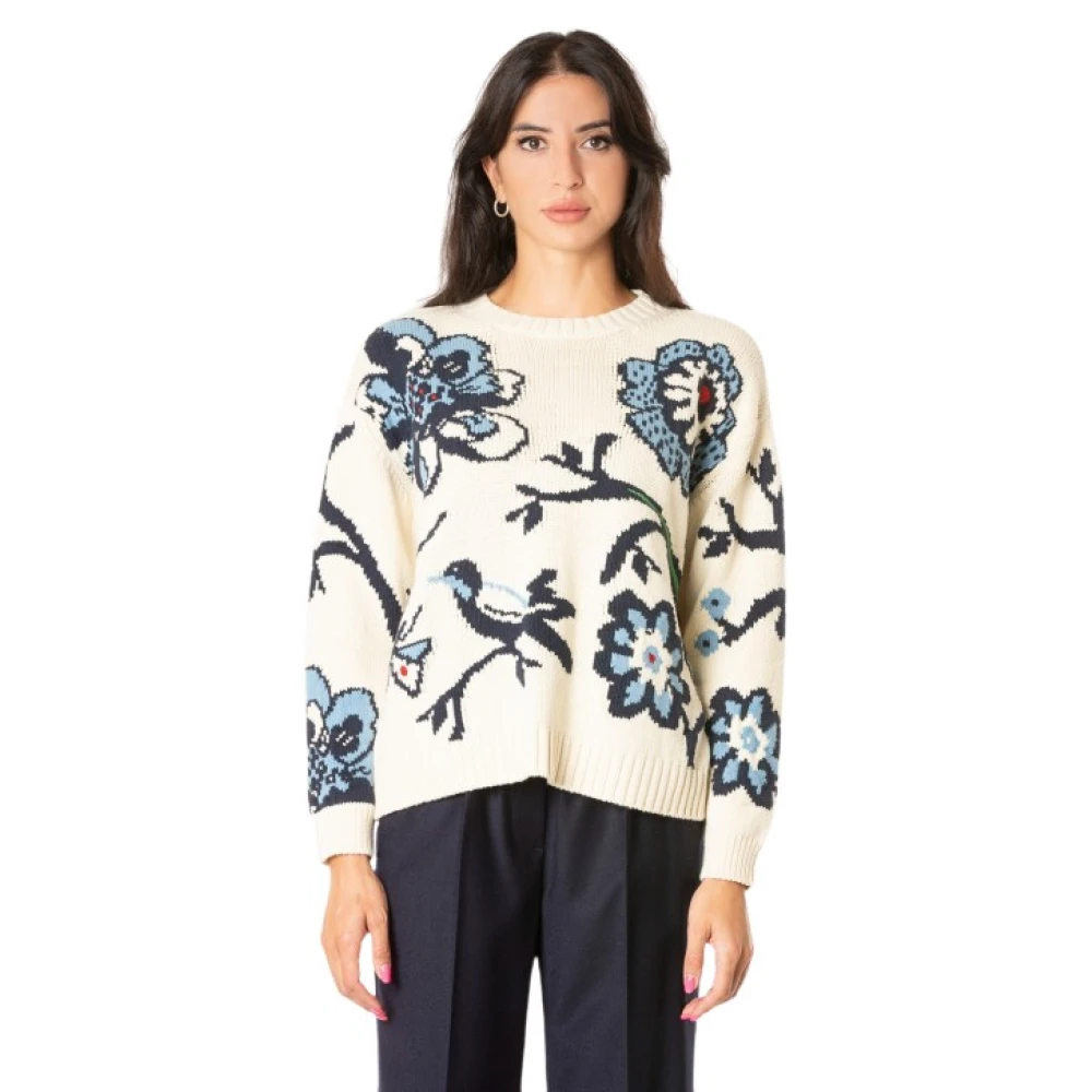 Max Mara Weekend Bloemenpatroon Trui met Lange Mouwen Beige Dames