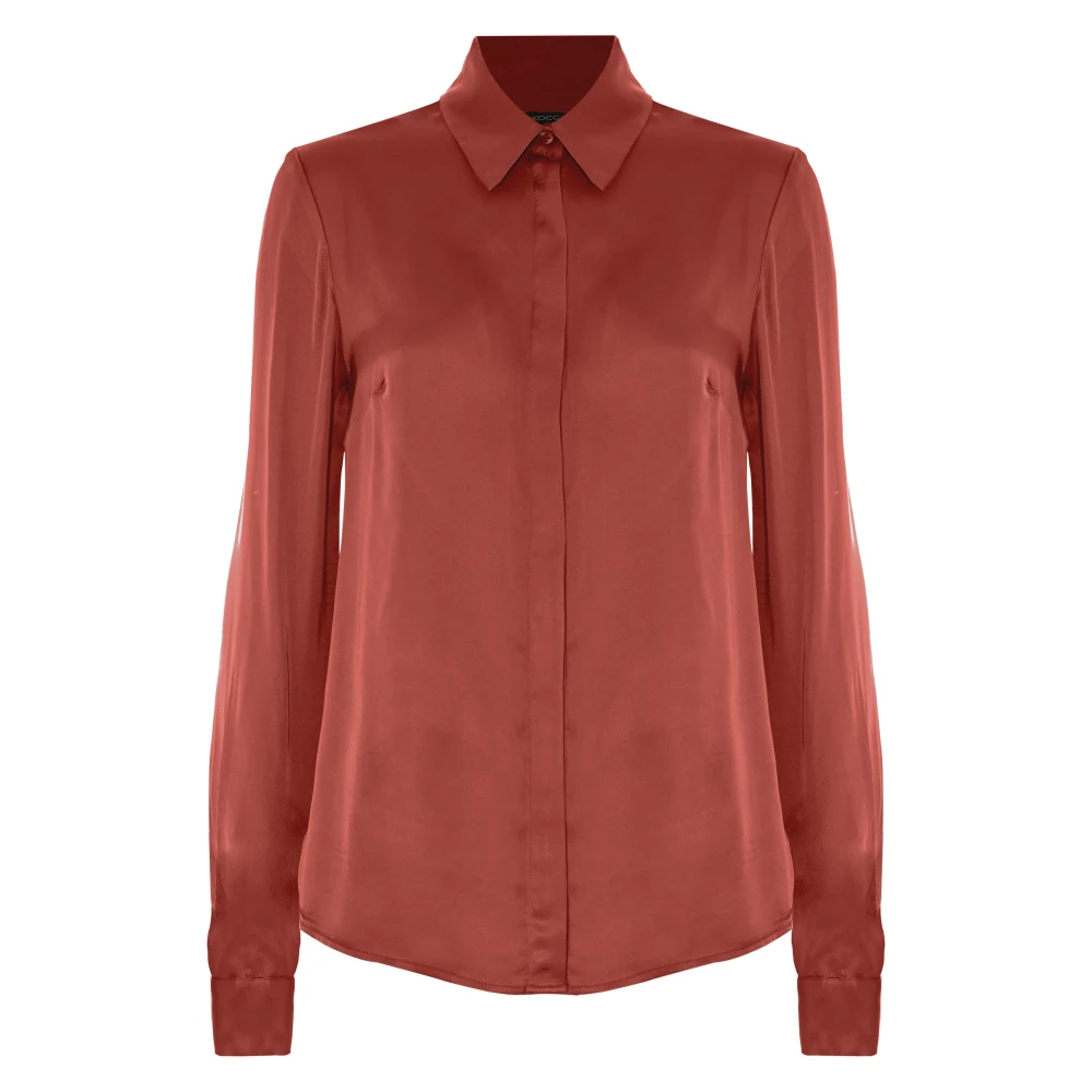 Kocca Elegante minimalistische shirt met verborgen knoopsluiting Orange Dames
